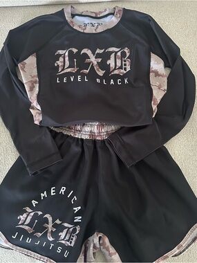 Level Black Kids Black & Camo Jiu Jitsu Rash Guard Set